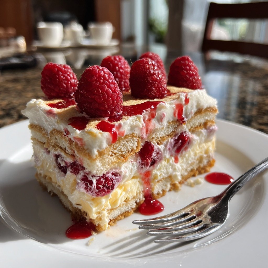 Rosa Tiramisu mit Himbeeren