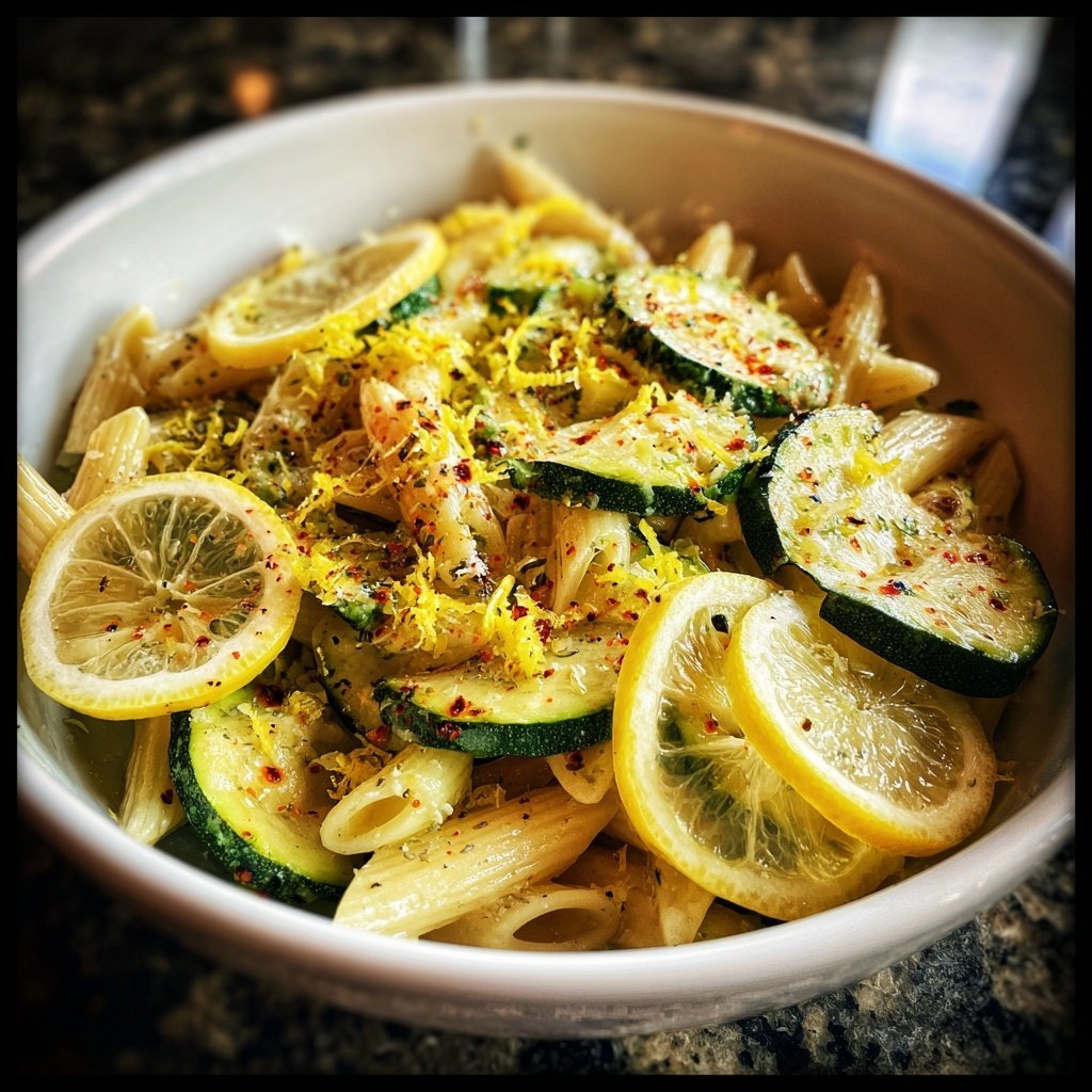 Penne mit Zucchini und Zitrone