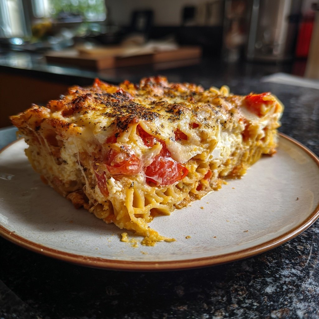 Nudelauflauf mit Tomaten und Feta