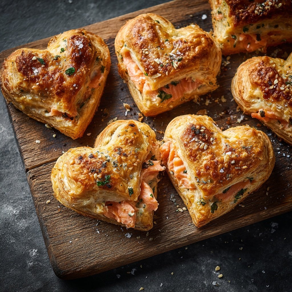 Blätterteig-Herzen mit Lachscreme